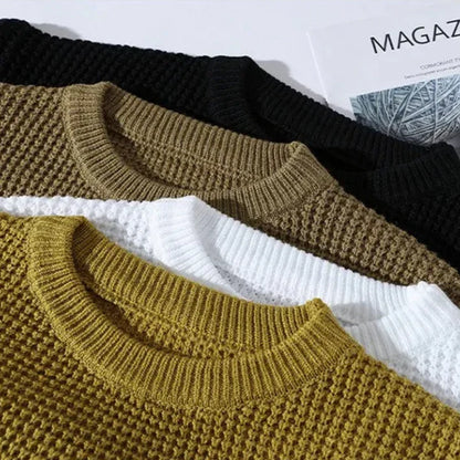 Crewneck Waffle Knit Sweatshirt