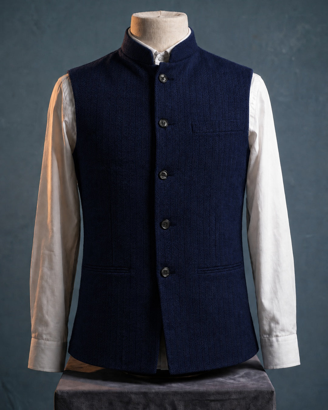 Augusto Herringbone Nehru Vest