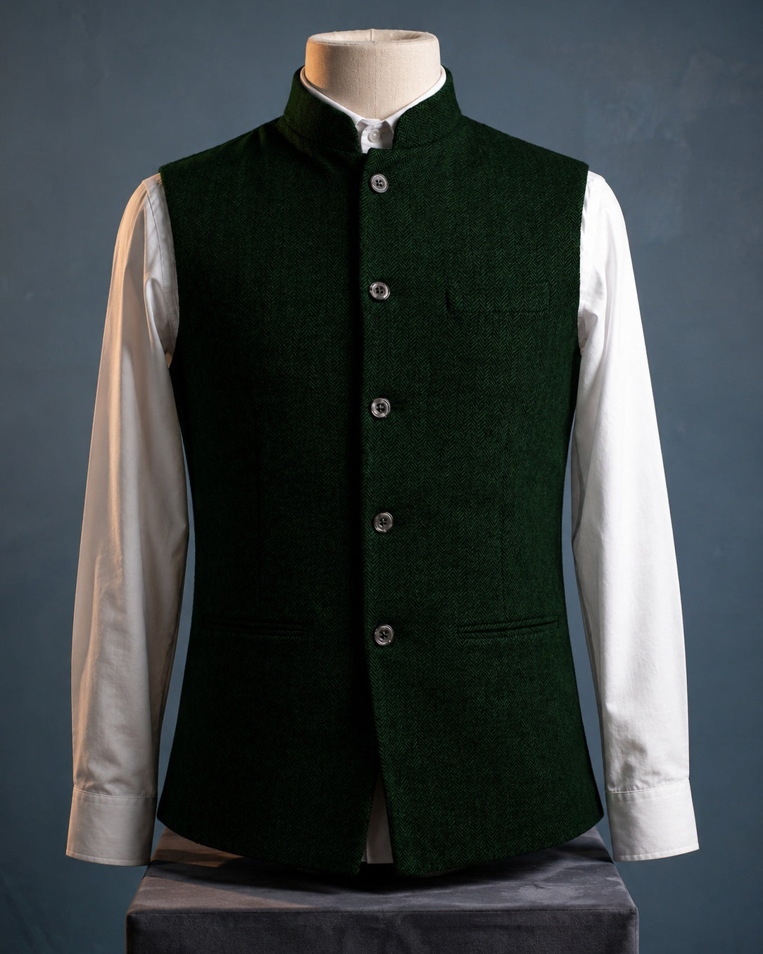 Augusto Herringbone Nehru Vest