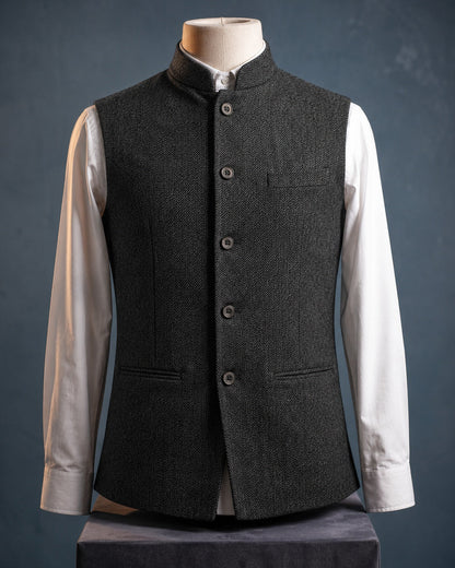 Augusto Herringbone Nehru Vest