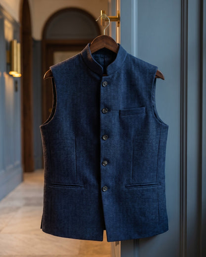 Augusto Herringbone Nehru Vest