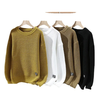 Crewneck Waffle Knit Sweatshirt