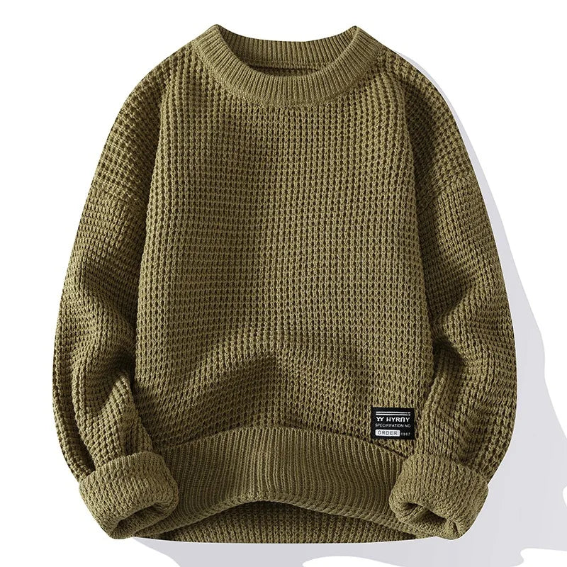 Crewneck Waffle Knit Sweatshirt