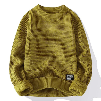 Crewneck Waffle Knit Sweatshirt