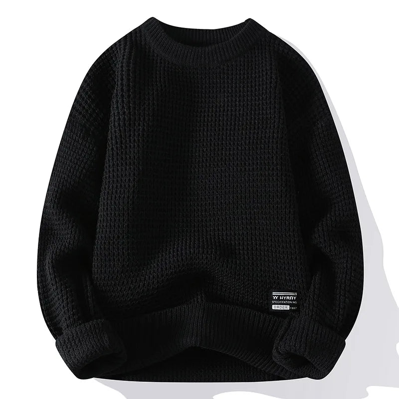 Crewneck Waffle Knit Sweatshirt