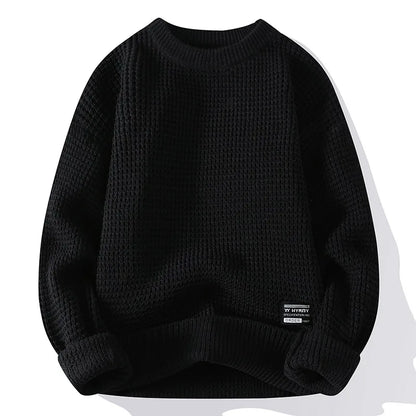 Crewneck Waffle Knit Sweatshirt