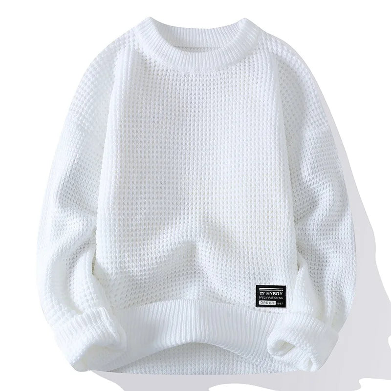 Crewneck Waffle Knit Sweatshirt