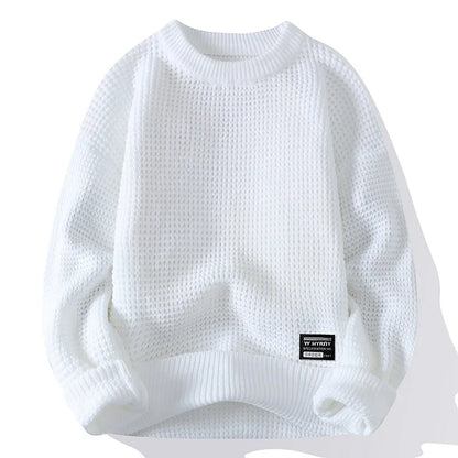 Crewneck Waffle Knit Sweatshirt