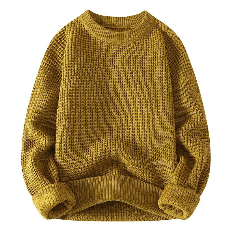 Crewneck Waffle Knit Sweatshirt