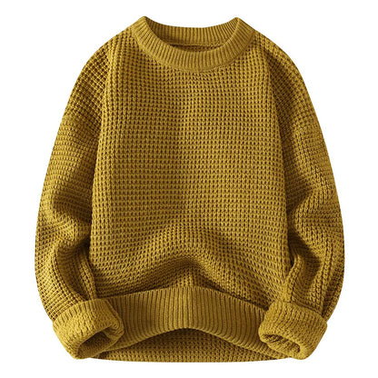 Crewneck Waffle Knit Sweatshirt