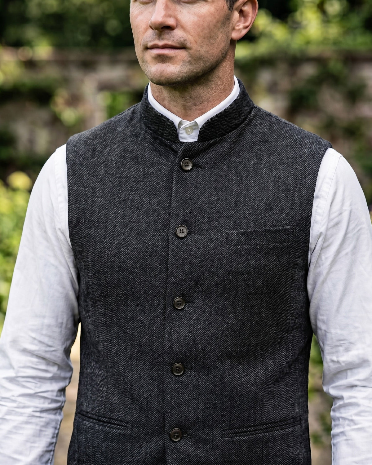 Augusto Herringbone Nehru Vest
