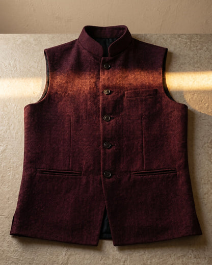 Augusto Herringbone Nehru Vest
